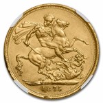 1875-M Australia Gold Sovereign Young Victoria AU-58 NGC