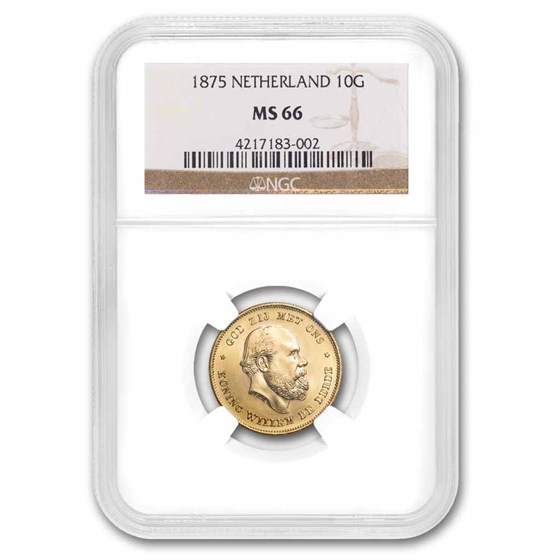 1875 Netherlands Gold 10 Gulden MS-66 NGC 1875 Netherlands Gold 10 Gulden MS-66 NGC