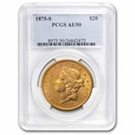 1875-S $20 Liberty Gold Double Eagle AU-50 PCGS