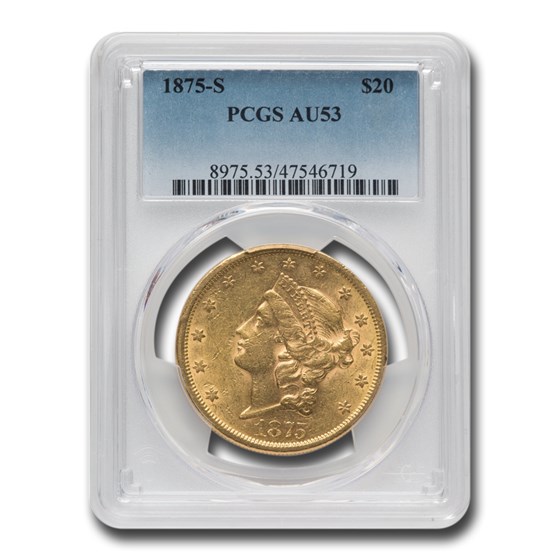 1875-S $20 Liberty Gold Double Eagle AU-53 PCGS 1875-S $20 Liberty Gold Double Eagle AU-53 PCGS