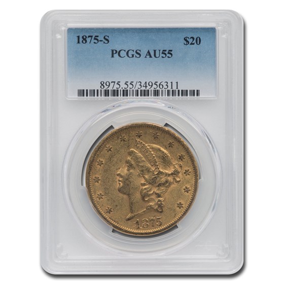 1875-S $20 Liberty Gold Double Eagle AU-55 PCGS 1875-S $20 Liberty Gold Double Eagle AU-55 PCGS