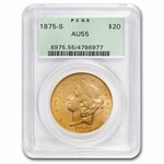 1875-S $20 Liberty Gold Double Eagle AU-55 PCGS