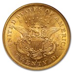 1875-S $20 Liberty Gold Double Eagle MS-60 NGC