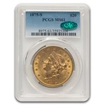 1875-S $20 Liberty Gold Double Eagle MS-61 PCGS CAC