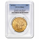 1875-S $20 Liberty Gold Double Eagle MS-61 PCGS