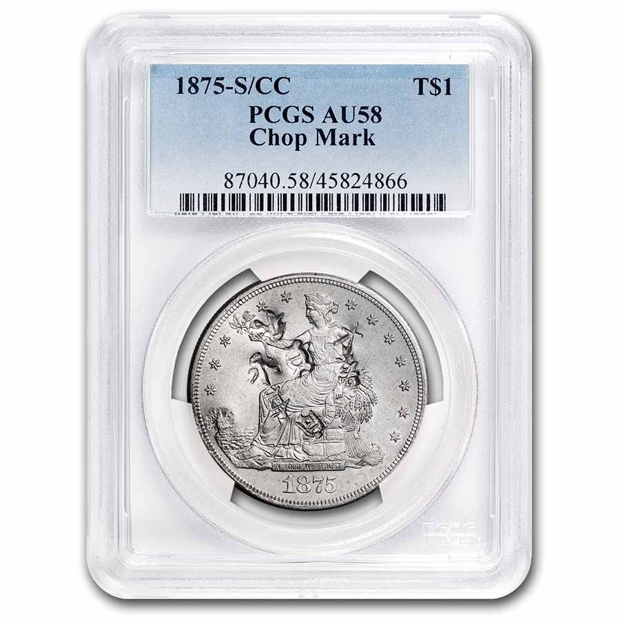 1875-S/CC Trade Dollar AU-58 PCGS (Chopmarks)