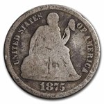 1875-S Liberty Seated Dime Below Bow AG