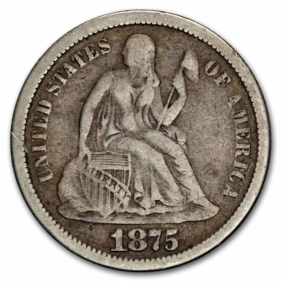 1875-S Liberty Seated Dime S Below Bow Fine