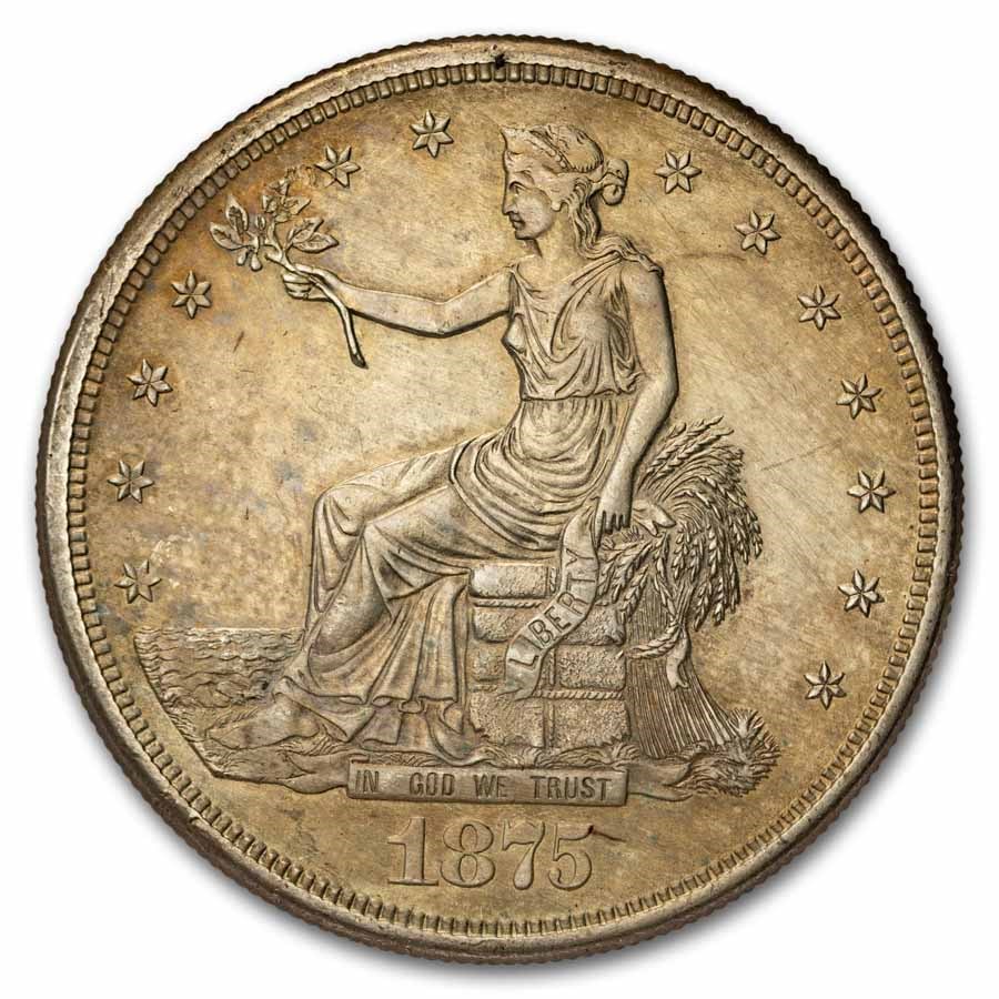 1875-S Trade Dollar AU Details (Cleaned)