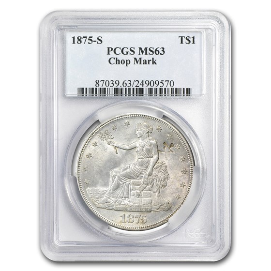 1875-S Trade Dollar MS-63 PCGS (Chopmark) 1875-S Trade Dollar MS-63 PCGS (Chopmark)