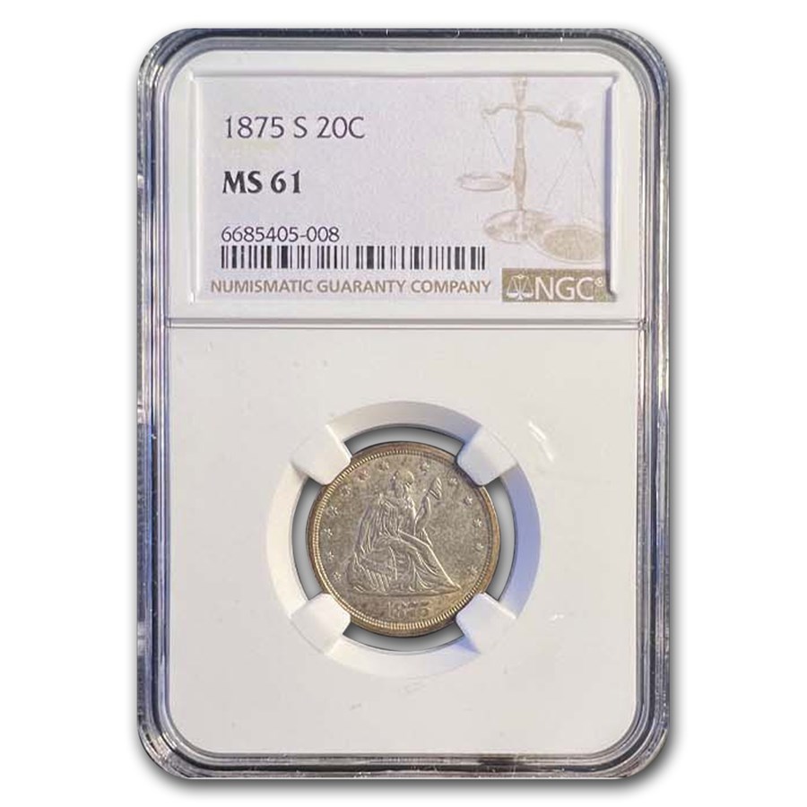 1875-S Twenty Cent Piece MS-61 NGC