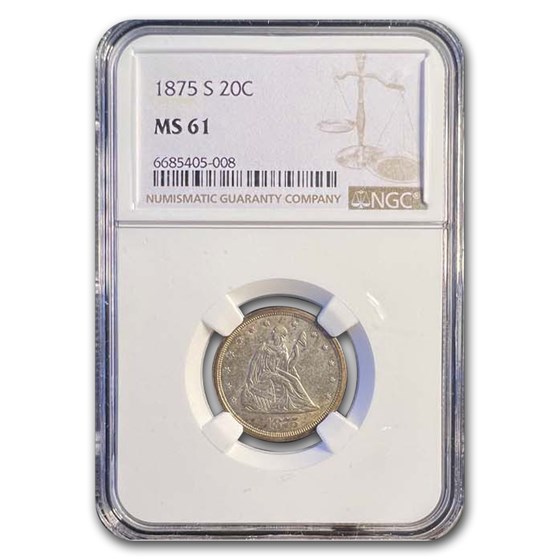 1875-S Twenty Cent Piece MS-61 NGC 1875-S Twenty Cent Piece MS-61 NGC