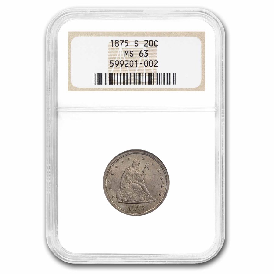 1875-S Twenty Cent Piece MS-63 NGC
