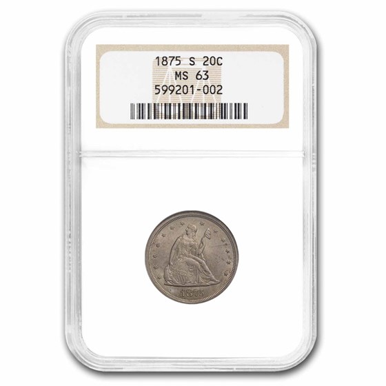 1875-S Twenty Cent Piece MS-63 NGC 1875-S Twenty Cent Piece MS-63 NGC