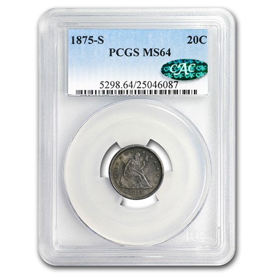1875-S Twenty Cent Piece MS-64 PCGS CAC (Toned) 1875-S Twenty Cent Piece MS-64 PCGS CAC (Toned)