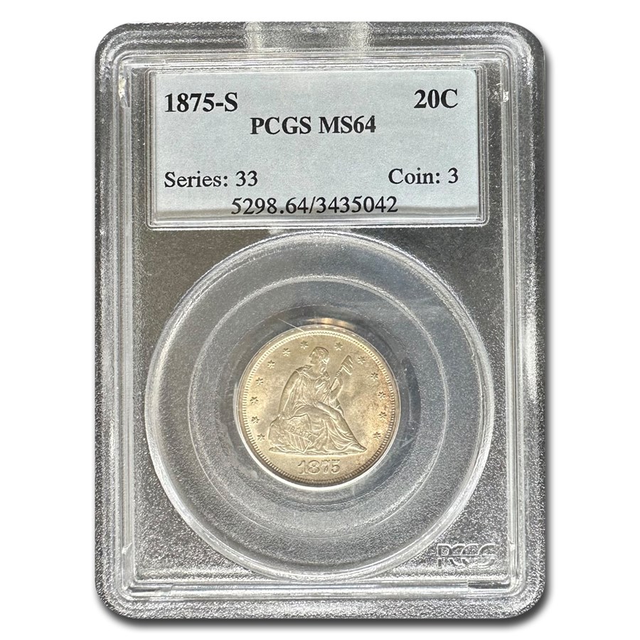 1875-S Twenty Cent Piece MS-64 PCGS