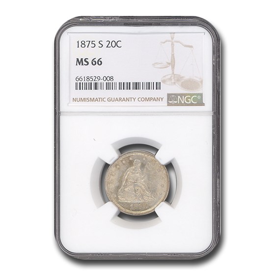 1875-S Twenty Cent Piece MS-66 NGC 1875-S Twenty Cent Piece MS-66 NGC