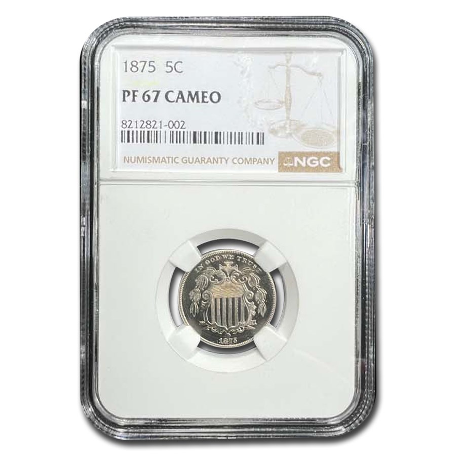 1875 Shield Nickel PF-67 Cameo NGC