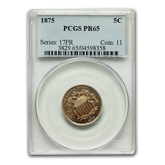 1875 Shield Nickel PR-65 PCGS 1875 Shield Nickel PR-65 PCGS