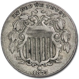 1875 Shield Nickel VF