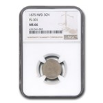 1875 Three Cent Nickel MS-66 NGC (MPD FS-301)