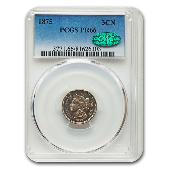 1875 Three Cent Nickel PR-66 PCGS CAC 1875 Three Cent Nickel PR-66 PCGS CAC