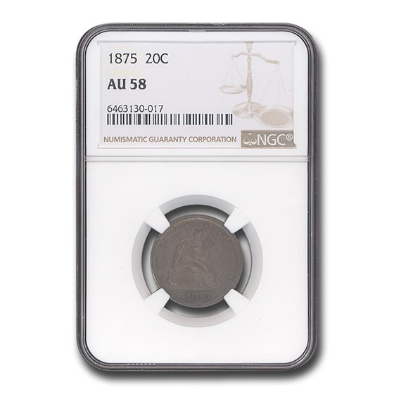 1875 Twenty Cent Piece AU-58 NGC 1875 Twenty Cent Piece AU-58 NGC
