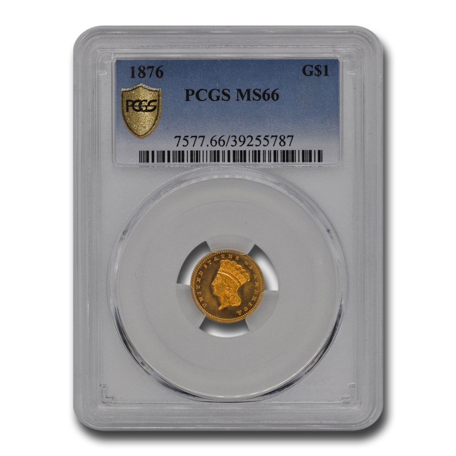 1876 $1 Indian Head Gold Dollar MS-66 PCGS