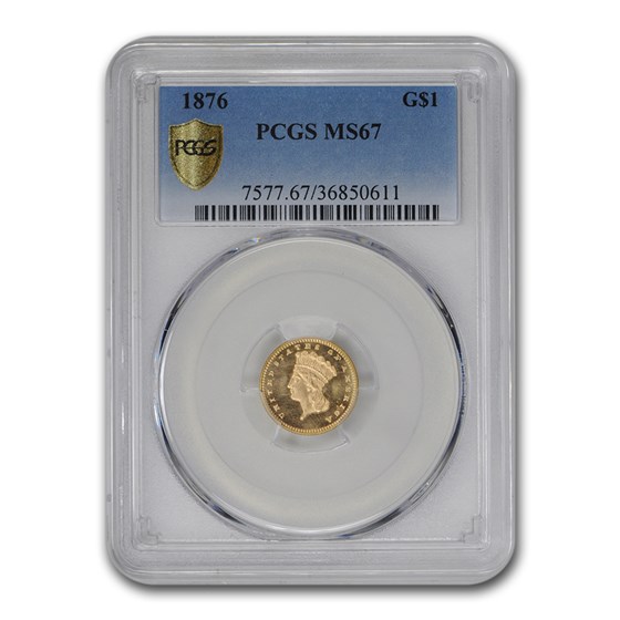 1876 $1 Indian Head Gold Dollar MS-67 PCGS 1876 $1 Indian Head Gold Dollar MS-67 PCGS