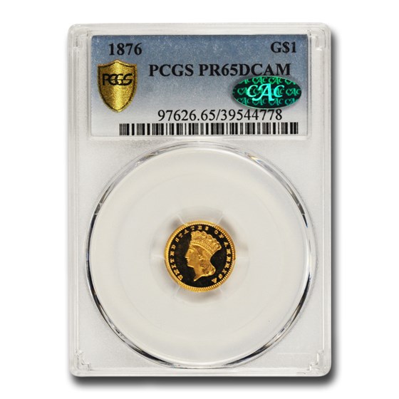 1876 $1 Indian Head Gold Dollar PR-65 DCAM PCGS CAC 1876 $1 Indian Head Gold Dollar PR-65 DCAM PCGS CAC