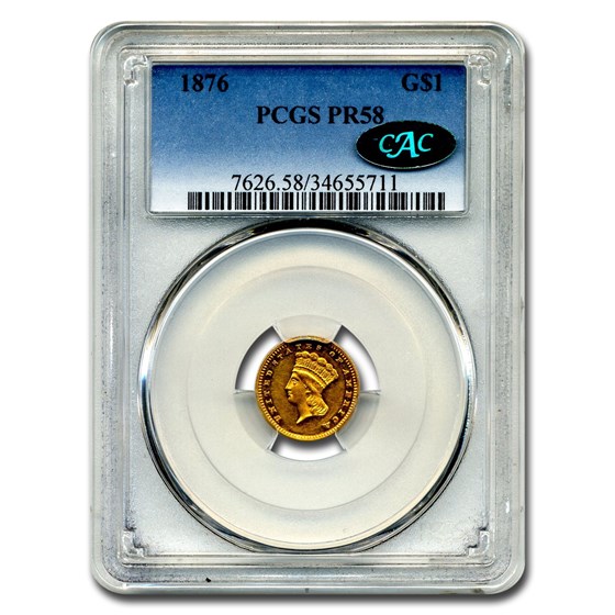 1876 $1 Indian Head Gold PR-58 PCGS CAC