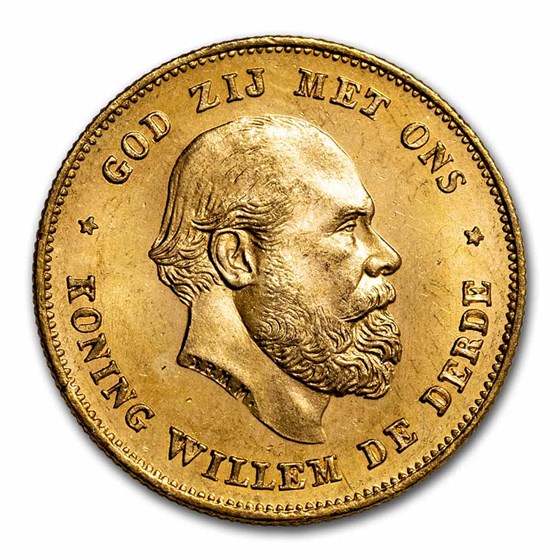 1876-1889 Netherlands Gold 10 Guilders William III BU (Random) 1876-1889 Netherlands Gold 10 Guilders William III BU (Random)