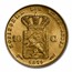 1876-1889 Netherlands Gold 10 Guilders William III BU (Random)