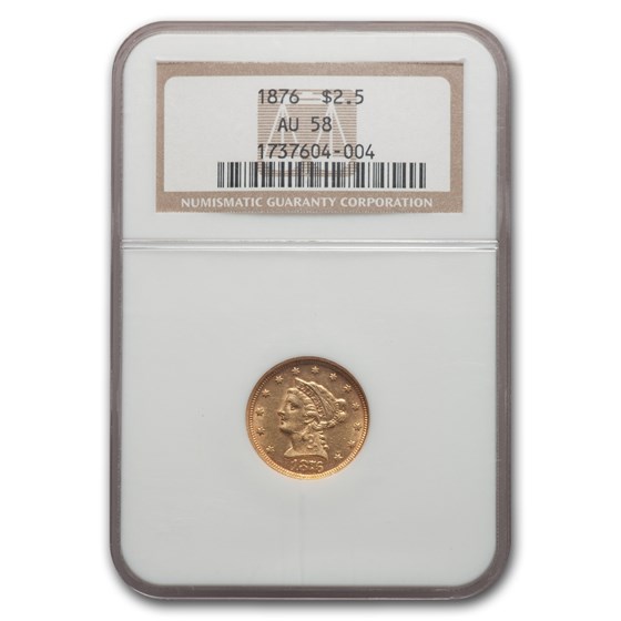 1876 $2.50 Liberty Gold Quarter Eagle AU-58 NGC 1876 $2.50 Liberty Gold Quarter Eagle AU-58 NGC