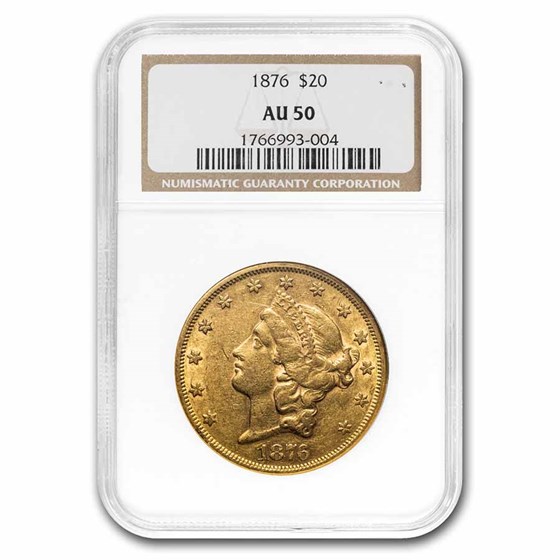 1876 $20 Liberty Gold Double Eagle AU-50 NGC 1876 $20 Liberty Gold Double Eagle AU-50 NGC