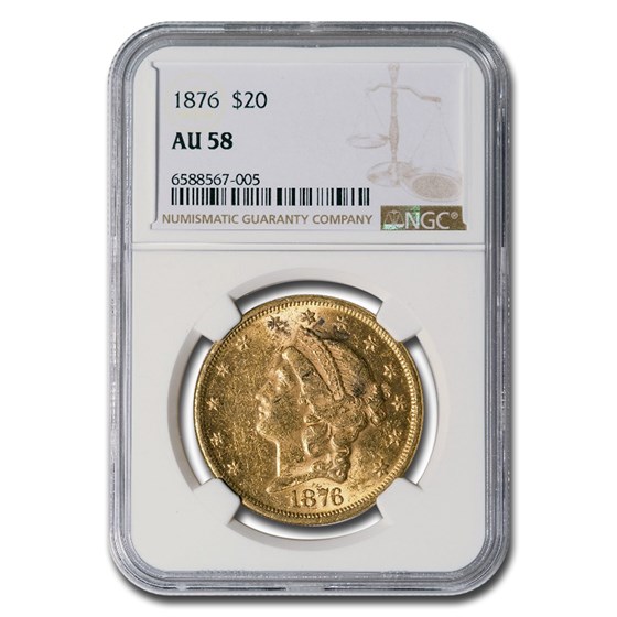 1876 $20 Liberty Gold Double Eagle AU-58 NGC 1876 $20 Liberty Gold Double Eagle AU-58 NGC