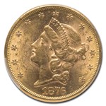 1876 $20 Liberty Gold Double Eagle AU-58 PCGS