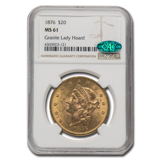 1876 $20 Liberty Gold Double Eagle MS-61 NGC CAC 1876 $20 Liberty Gold Double Eagle MS-61 NGC CAC