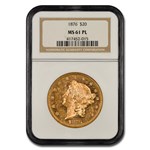 1876 $20 Liberty Gold Double Eagle MS-61 NGC (PL)