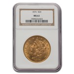 1876 $20 Liberty Gold Double Eagle MS-61 NGC