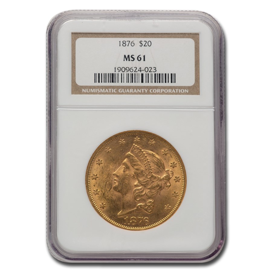 1876 $20 Liberty Gold Double Eagle MS-61 NGC