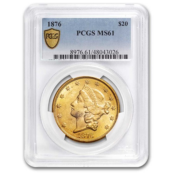 1876 $20 Liberty Gold Double Eagle MS-61 PCGS 1876 $20 Liberty Gold Double Eagle MS-61 PCGS