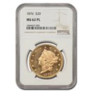 1876 $20 Liberty Gold Double Eagle MS-62 NGC (PL)