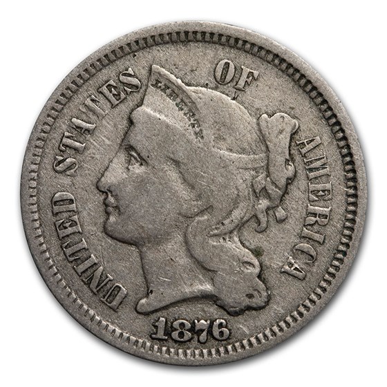1876 3 Cent Nickel Fine 1876 3 Cent Nickel Fine