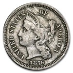 1876 3 Cent Nickel VF