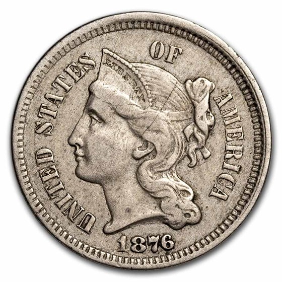 1876 3 Cent Nickel XF 1876 3 Cent Nickel XF