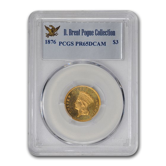 1876 $3 Gold Princess PR-65 DCAM PCGS 1876 $3 Gold Princess PR-65 DCAM PCGS