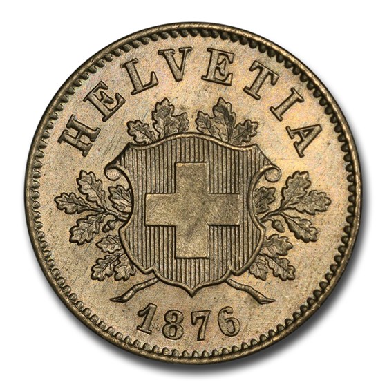 1876-B Switzerland 10 Rappen MS-66 PCGS 1876-B Switzerland 10 Rappen MS-66 PCGS