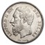 1876 Belgium Silver 5 Francs Leopold II XF