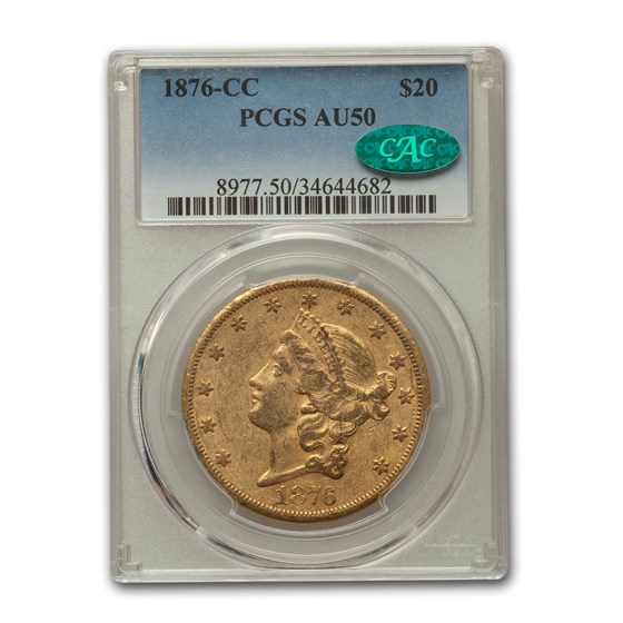 1876-CC $20 Liberty Gold Double Eagle AU-50 PCGS CAC 1876-CC $20 Liberty Gold Double Eagle AU-50 PCGS CAC